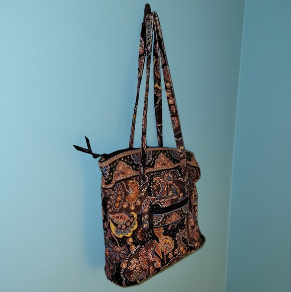 Vera Bradley Brown Kensington Paisley Shoulder Purse - Picture 2 of 8